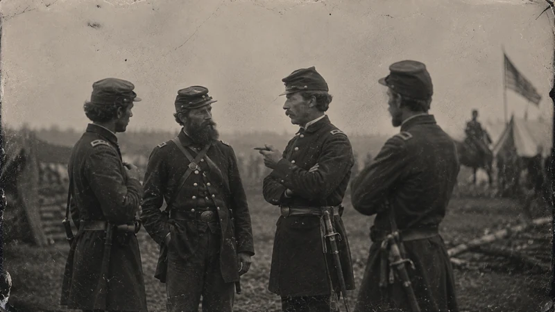 Union officers conferring in the field