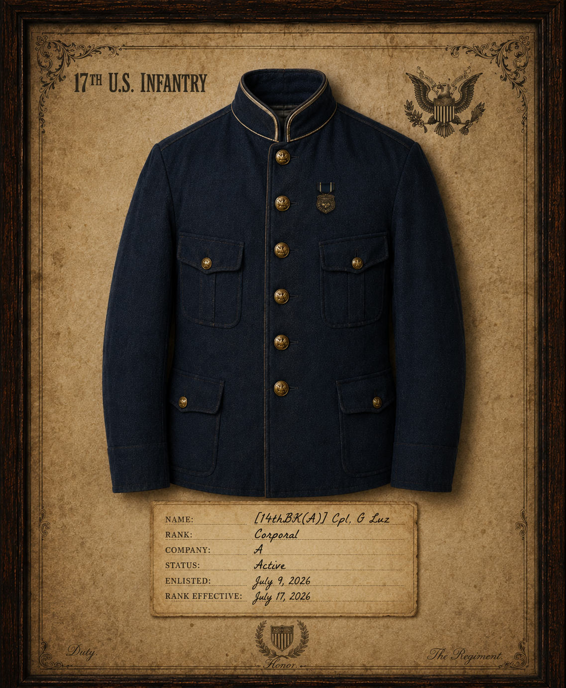 17th U.S. Infantry uniform service record